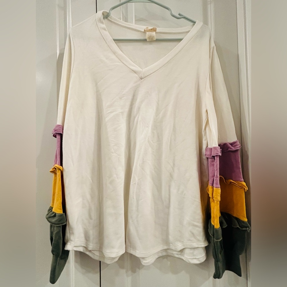 Mardi Gras Ruffle Sleeve Top